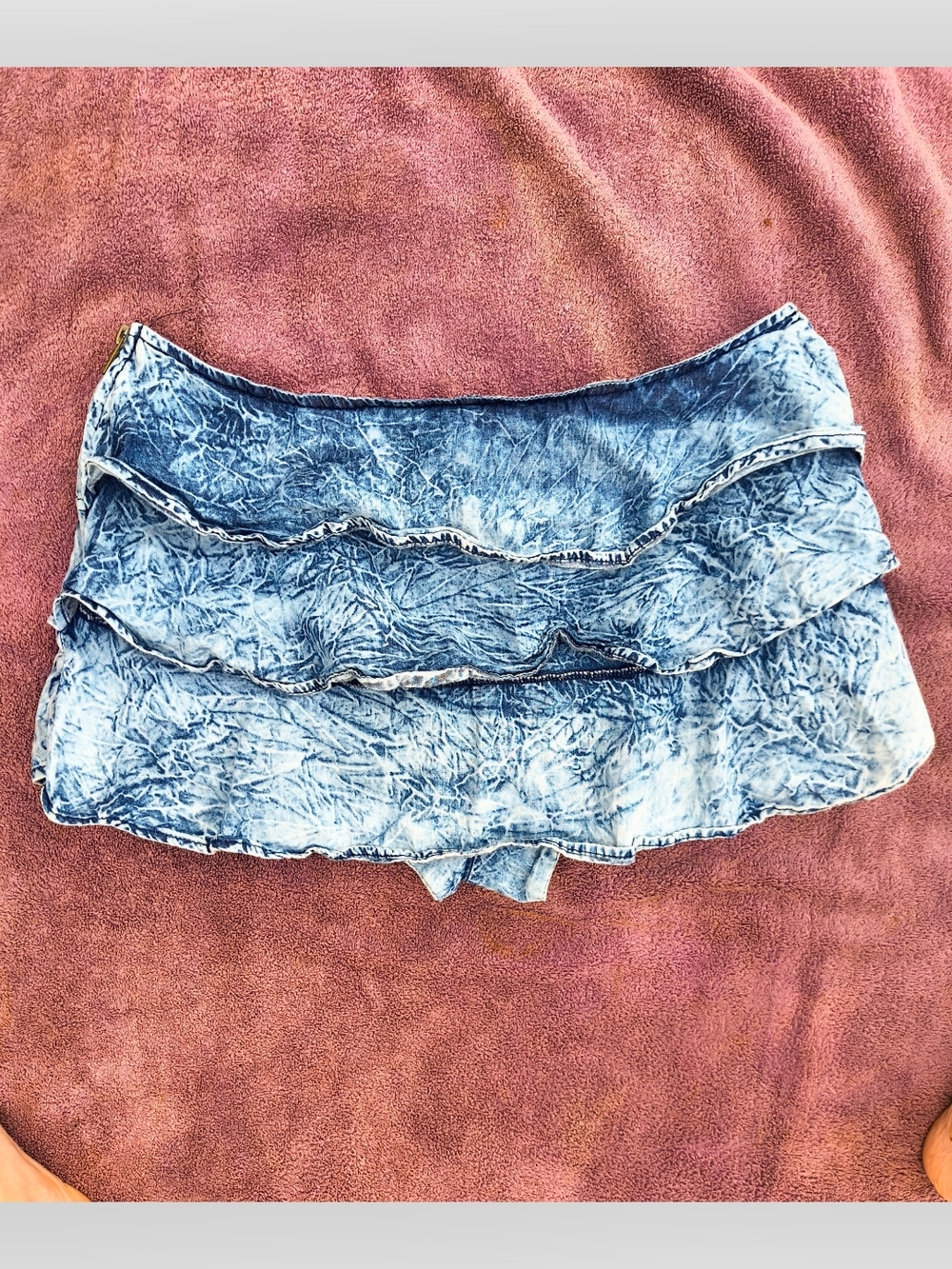 Mimi Chica Blue Acid-Wash Ruffle Mini Skort